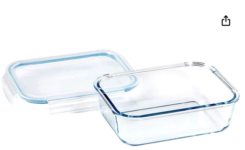 Container Glass Rectangular with Lid 1500ml
