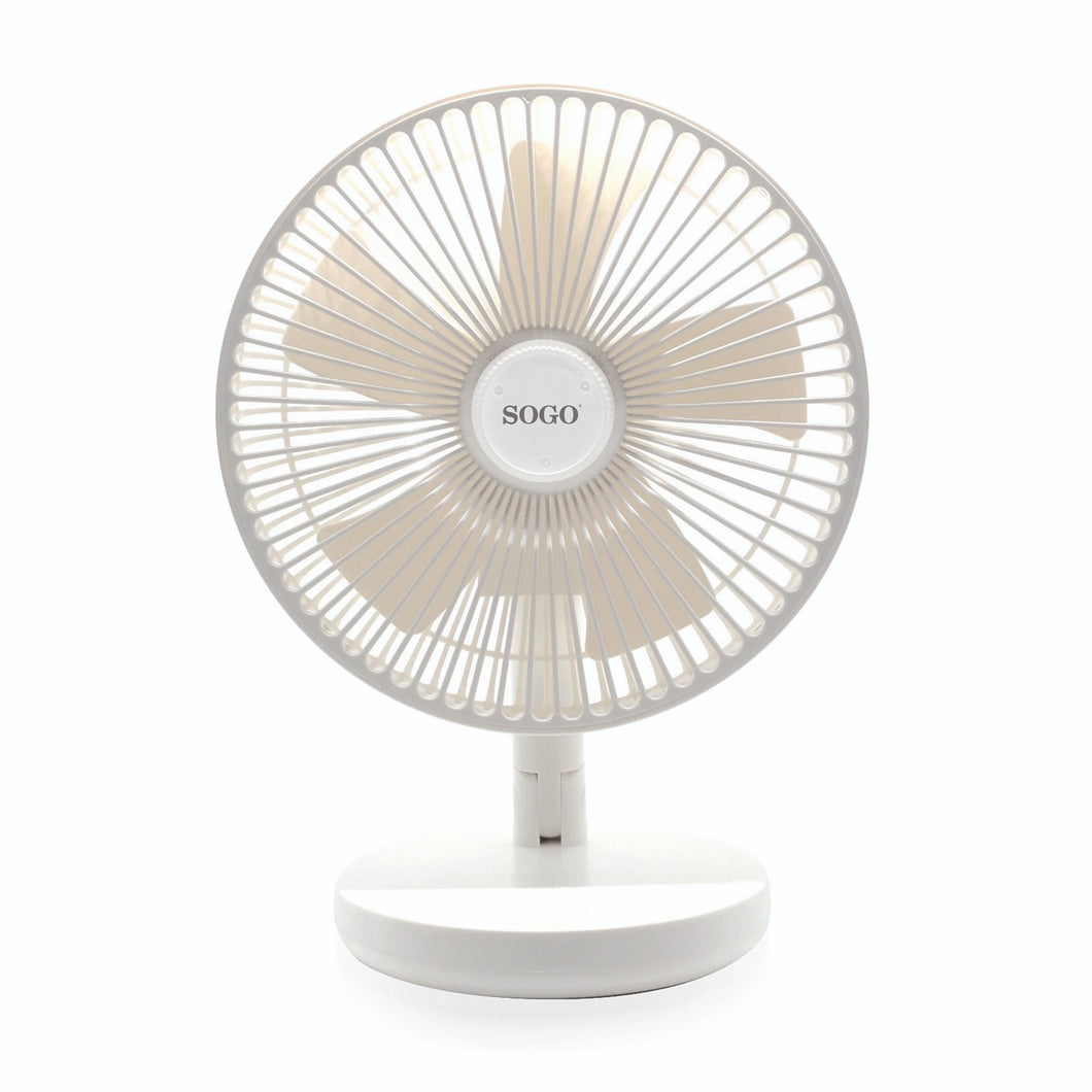 Rechargable Table Fan White 8 inch