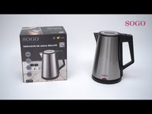 Load and play video in Gallery viewer, Kettle Cordless Stainless Steel 1.7L 1830W SOGO
