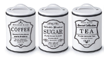 Canister with Handle : COFFEE, TEA, SUGAR *